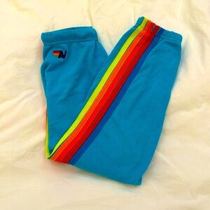 Aviator Nation neon blue five stripe sweatpants